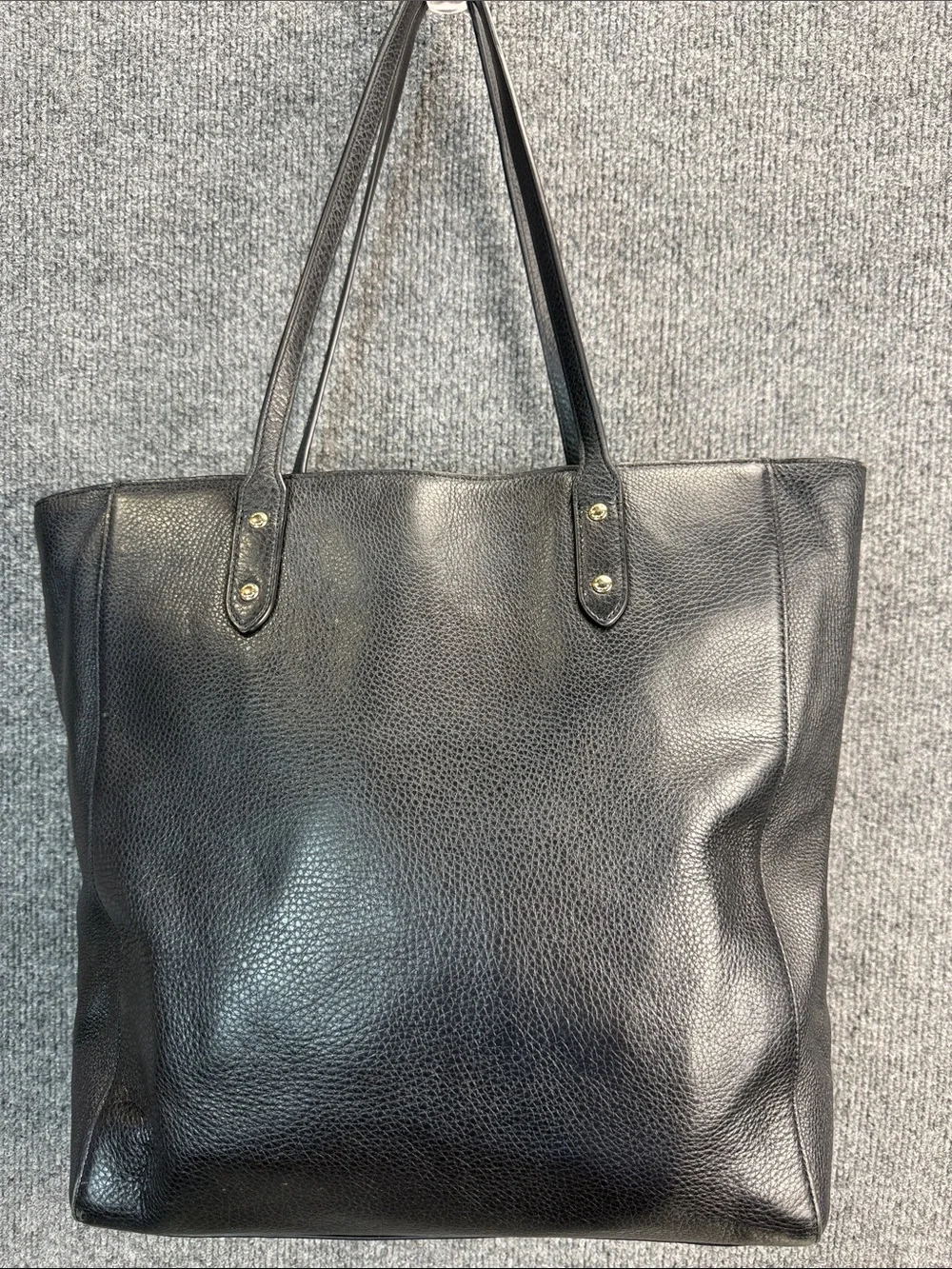 Coach Black Pebbled Soft Leather Turnlock Tote with Gold Hardware - Nice!